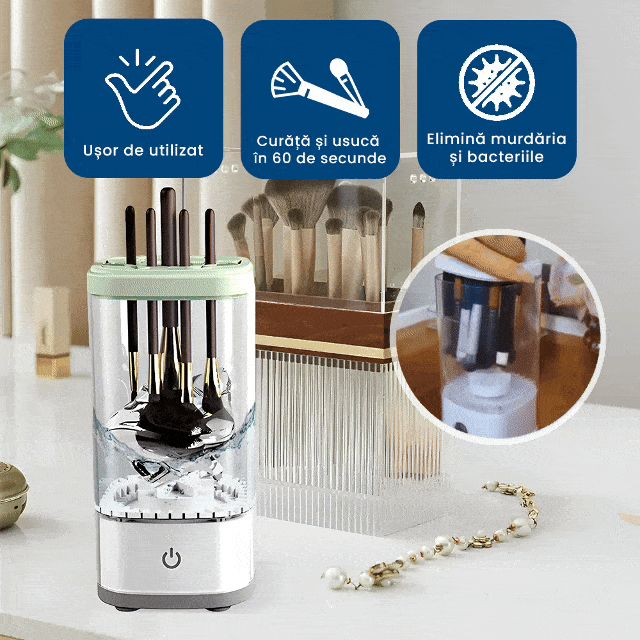 Glam Clean - Dispozitiv pentru Curățat și Uscat Pensule de Machiaj