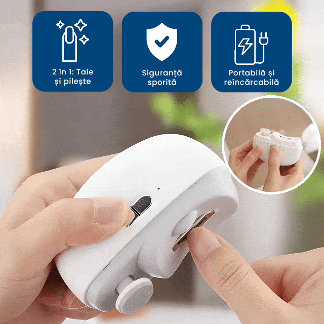 ManiSmart - Unghieră Electrică 2‑în‑1 cu Funcții de Tăiere și Pilire