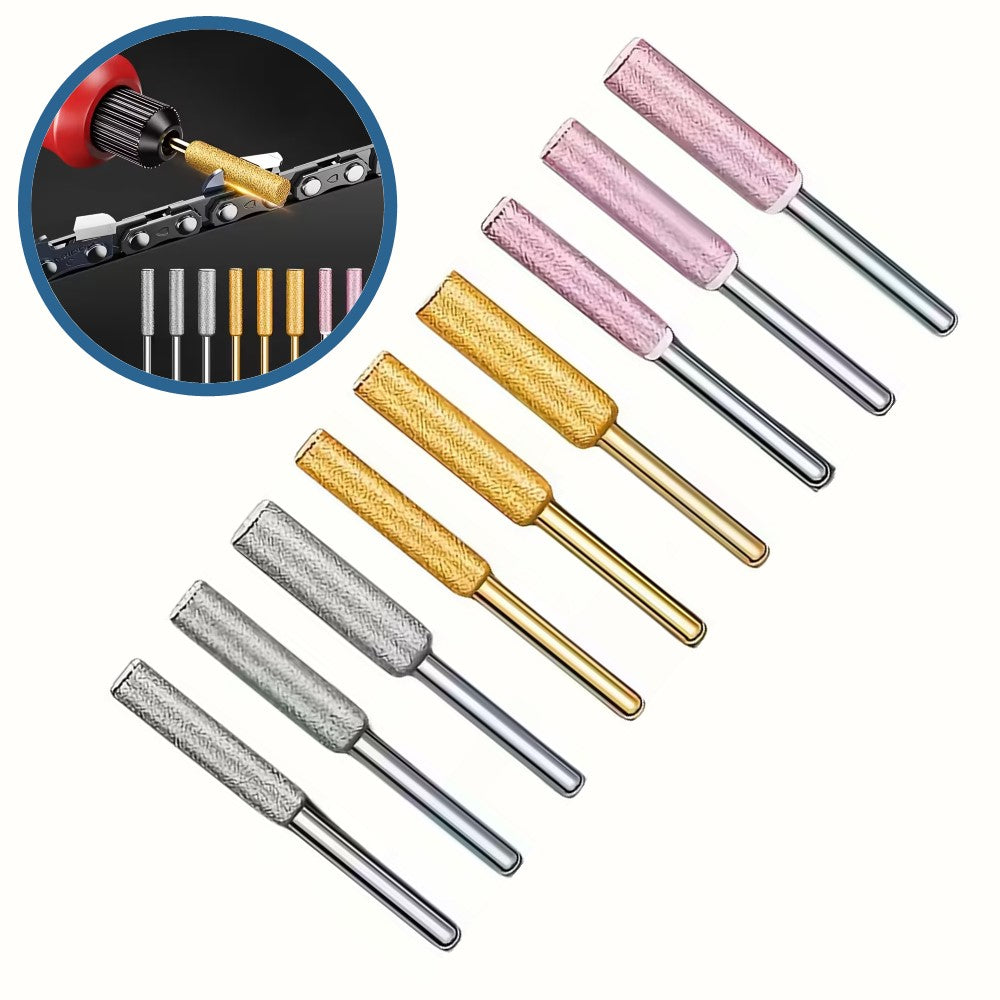Drujbix Pro – Set Complet 9 Capete pentru Ascuțit Drujba (3 dimensiuni x 3 materiale)